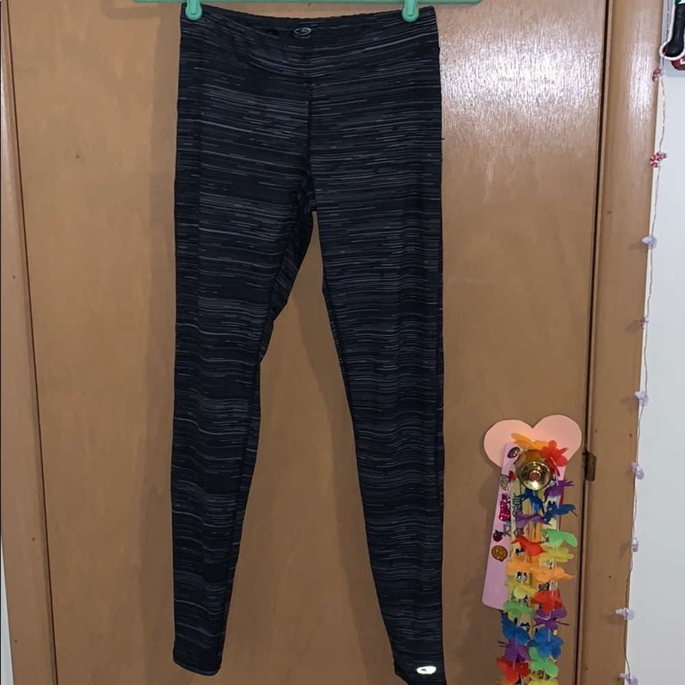 black striped active leggings